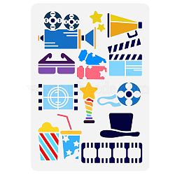 Plastic Drawing Painting Stencils Templates, for Painting on Scrapbook Fabric Tiles Floor Furniture Wood, Rectangle, Movie Scenes, 29.7x21cm(DIY-WH0396-459)
