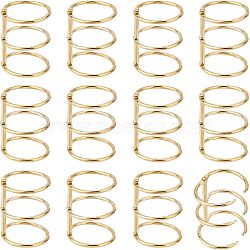 Nbeads 3 Ring Iron Loose Leaf Book Binder Hinged Rings, Binding Combs, Comb Binding Spines, Light Gold, 4.25x4.3cm, Inner Diameter: 2.9cm, 12pcs/set(IFIN-NB0001-45)