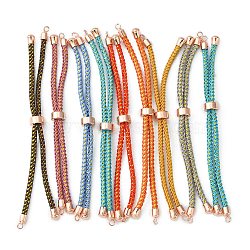 Adjustable Nylon Cord Slider Bracelet Making, with Brass Findings, Long-Lasting Plated, Real Rose Gold Plated, Mixed Color, 8-5/8 inch(22cm), 2~3.5mm, Hole: 1.5mm(MAK-F026-A-RG)