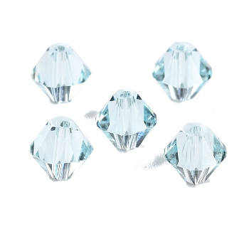 K9 Glass, Imitation Austrian Crystal Beads, Faceted, Bicone, Light Blue, 6x6x6mm, Hole: 0.9mm