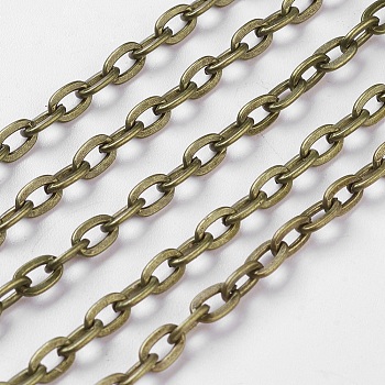 Iron Cable Chains, Unwelded, with Spool, Flat Oval, Cadmium Free & Nickel Free & Lead Free, Antique Bronze, 5.9x3.9x1mm, about 164.04 Feet(50m)/roll