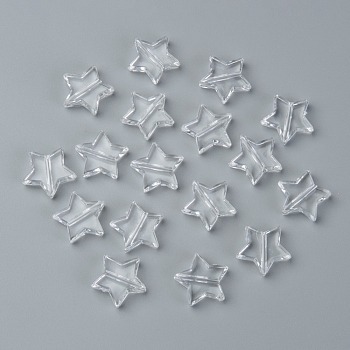 Transparent Acrylic Beads, Star, about 14~15mm wide, 14~15mm long, 4mm thick, hole: 1mm, about 1000pcs/500g