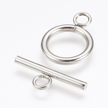 304 Stainless Steel Toggle Clasps, Stainless Steel Color, toggle: 18.5x13.5x2mm, Hole: 3mm, inner: 9.5mm, bar: 20x7x2mm, Hole: 3mm.