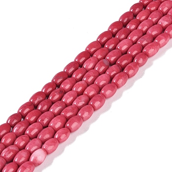 Natural Howlite Beads Strands, Dyed, Oval, Cerise, 6.5x4.5mm, Hole: 0.9mm, about 62~63pcs/strand, 15.16''(38.5cm)
