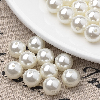 Eco-Friendly Plastic Imitation Pearl Beads Strands, High Luster, Grade A, Round, Beige, 20mm, Hole: 1mm, about 60pcs/strand, 47.24 inch