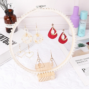Wooden Earring Display, Jewelry Display Rack, with PP Plastic Findings, BurlyWood, 17x21.5x18.2cm