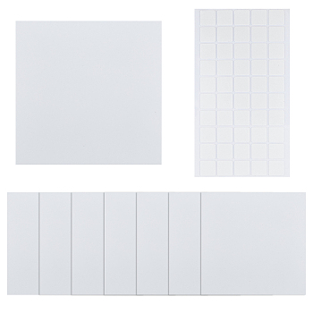 Frosted PP Plastic Lamp Shade Diffusers, White, with Double-Sided Adhesive Acrylic Sticker, Square, Diffusers: 180x180x1mm, 8pcs, Sticker: 20x20x0.8mm, 60pcs