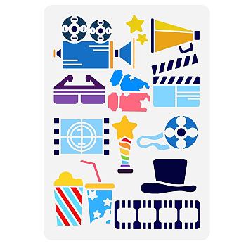 Plastic Drawing Painting Stencils Templates, for Painting on Scrapbook Fabric Tiles Floor Furniture Wood, Rectangle, Movie Scenes, 29.7x21cm