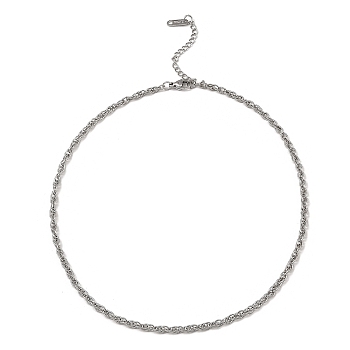 304 Stainless Steel Mesh Chain Necklace, Stainless Steel Color, 16-1/8~16-1/4 inch(41~41.3cm)