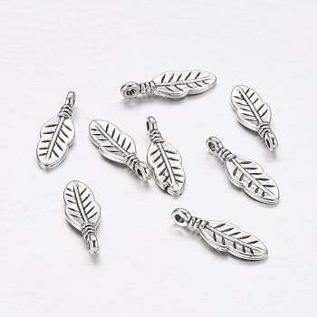 Tibetan Style Alloy Pendants, Cadmium Free & Nickel Free & Lead Free, Antique Silver, 17mm long, 6mm wide, 1.5mm thick hole: 1mm