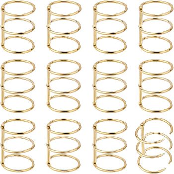 Nbeads 3 Ring Iron Loose Leaf Book Binder Hinged Rings, Binding Combs, Comb Binding Spines, Light Gold, 4.25x4.3cm, Inner Diameter: 2.9cm, 12pcs/set