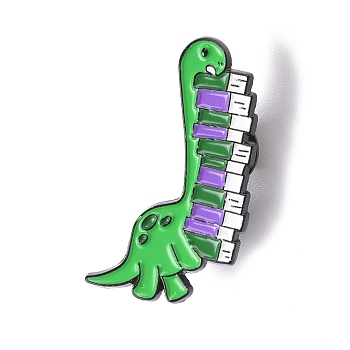 Dinosour with Book Enamel Pin, Cartoon Alloy Badge for Backpack Clothes, Electrophoresis Black, Green, 39x23x1.5mm, Pin: 1.3mm