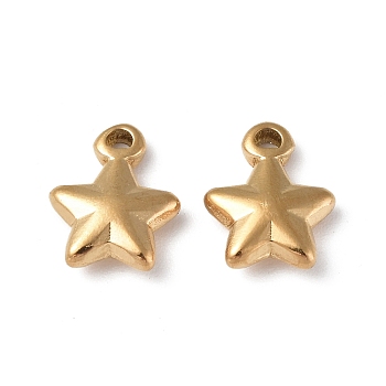 Ion Plating(IP) 304 Stainless Steel Charms, Star Charm, Real 18K Gold Plated, 10.5x8x3mm, Hole: 1mm