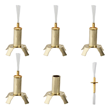 4Pcs Alloy 4 Claw Wick Holder, 4Pcs Replacement Fiberglass Torch Wicks, with Alloy Tube Holder, for Replacement Fiberglass Torch Wicks, Windproof Oil Lamp Accessories, Golden & Light Gold, 8pcs/set