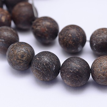 Natural Bronzite Beads Strands, Frosted, Round, 10mm, Hole: 1mm, about 38pcs/strand, 15.5 inch