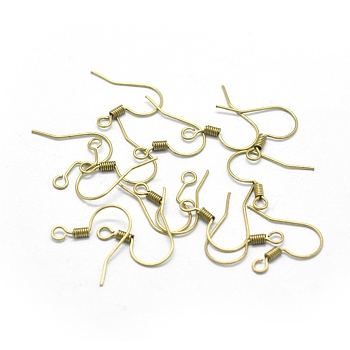 Brass Earrings Hook Findings, with Horizontal Loop, Raw(Unplated), 16x17x1.5mm, Hole: 2mm, 26 Gauge, Pin: 0.4mm