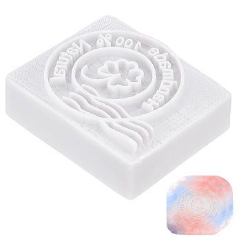 Resin Chapter, DIY Handmade Resin Soap Stamp Chapter, Rectangle, White, Word Handmade Soap 100% Natural, Round Pattern, 4.6x5.5x1.95cm
