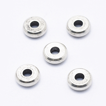 Brass Spacer Beads, Long-Lasting Plated, Cadmium Free & Nickel Free & Lead Free, Flat Round, Antique Silver, 5x1.5mm, Hole: 1mm