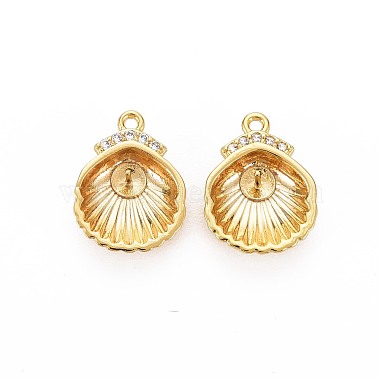 Real 18K Gold Plated Clear Shell Brass+Cubic Zirconia Charms