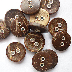 Round Carved 2-hole Basic Sewing Button, Coconut Button, Multicolor, 13mm in diameter(NNA0Z17)