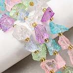 Raw Rough Natural Quartz Crystal Beads Strands, Dyed, with Seed Beads, Nuggets, 8~18x9~15x8~11mm, Hole: 1.5~2mm, about 12~13pcs/strand, 7.48''~7.68''(19~19.5cm)(G-Z131-J01-06)