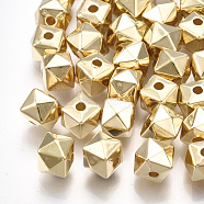 CCB Plastic Beads, Polyhedron, Light Gold, 8x8x6.5mm, Hole: 1.8mm(X-CCB-T006-042KC)