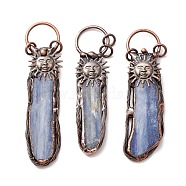Natural Kyanite Big Pendants, with Red Copper Tone Tin Findings, Lead & Nickel & Cadmium Free, Nuggets, 60~100x20~30x5~15mm(G-M383-11R)