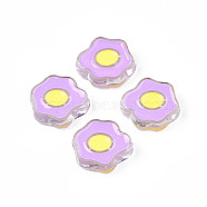 Transparent Acrylic Beads, with Enamel, Poached Egg, Violet, 22x25x9mm, Hole: 3mm(ACRC-S039-05C)