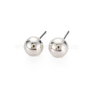 CCB Plastic Ball Stud Earrings for Women, Cadmium Free & Lead Free, Silver, 7.5mm, Pin: 0.6mm(EJEW-S213-01I-F06B-RS)