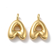 Brass Pendants, Real 18K Gold Plated, Letter A, 19x13x4.5mm, Hole: 3.2mm(KK-A199-01G-A)
