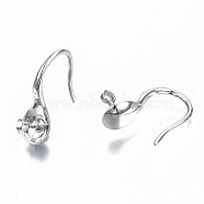 Brass Earring Hooks, Ear Wire, Nickel Free, Real Platinum Plated, 15~16x13~15mm, Hole: 1.5mm, Pin: 0.7mm(KK-S356-137P-NF)