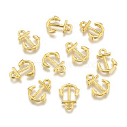 Anchor Brass Pendants, Golden, 16x11.5x1.8mm, Hole: 2mm(ZIRC-F022-64G)