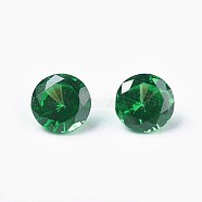Cubic Zirconia Pointed Back Cabochons, Diamond, Faceted, Green, 5x3mm(ZIRC-WH0001-B02)