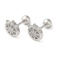 Flat Round Brass Micro Pave Clear Cubic Zirconia Ear Plug Gauges, Platinum, 7.5x7.8mm(EJEW-L289-02P-03)