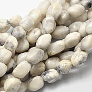 Natural Howlite Nuggets Bead Strands, Tumbled Stone, 13~18x10~13mm, Hole: 1mm, about 21~26pcs/strand, 15.74 inch(G-L288-08)