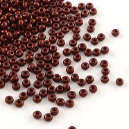 Czech Glass Beads, 11/0 Round Glass Seed Beads, Dark Red, 2x1.5mm, Hole: 1mm, about 30000pcs/bag, 450g/bag(SEED-R013-93300)