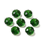 Glass Imitation Austrian Crystal Beads, Faceted, Rondelle, Dark Green, 8x5~5.5mm, Hole: 1.2~1.5mm(GLAA-D015-01A-14)