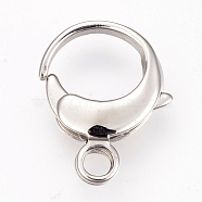 304 Stainless Steel Lobster Claw Clasps, Stainless Steel Color, 16.5x13x3.5mm, Hole: 2.5mm(STAS-O114-059P-B)