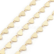Brass Heart Link Chains, Unwelded, with Spool, Real 18K Gold Plated, 5x10x0.5mm(CHC-M025-47G)