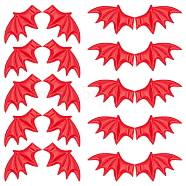 Leather Bat's Left & Right Wing Ornament Accessories, for Hair Ornament & Costume Accessory, Crimson, 60x35x2mm, 20pcs/style(DIY-GF0005-62C)