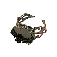 Cuff Brass Ring Cabochon Settings, Filigree Ring Components, Red Copper, Tray: 15mm, 18mm(X-KK-G020-R)