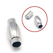 304 Stainless Steel Magnetic Clasps with Glue-in Ends, Oval, Stainless Steel Color, 20x9mm(STAS-E006-35)