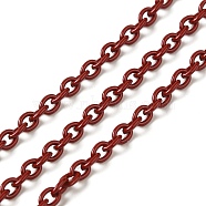 Spray Painted 304 Stainless Steel Cable Chains, with Spool, Unwelded, Red, 4x3x0.7mm(STAS-B067-06A-04)