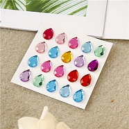 Self Adhesive Acrylic Rhinestone Stickers, for DIY Scrapbooking and Craft Decoration, Teardrop, 14x10mm(STIC-PW0012-02G)