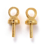 Brass Cup Peg Bails Pendants, For Half Drilled Bead, Golden, 7x3mm, Hole: 1.5mm, Pin: 0.5mm, 100pcs/bag(KK-Z018-01B-G)