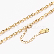 Brass Cable Chain Necklaces, with Lobster Claw Clasps, Long-Lasting Plated, Textured, Word Hand Made, Real 18K Gold Plated, 20-1/4 inch(51.5cm)(NJEW-H206-16G)