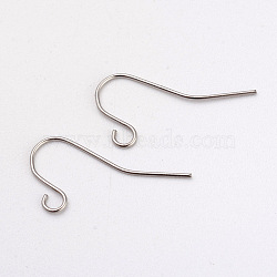 316L Surgical Stainless Steel Earring Hooks, Ear Wire, with Horizontal Loop, Stainless Steel Color, 17x8mm, Hole: 1.6mm, Pin: 0.5mm(X-STAS-G229-05P)