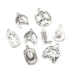 Alloy Pendants, Western Cowboy, Antique Silver, 18~24.5x11.5~19x3.5~6mm, Hole: 1.8~2mm(PALLOY-D018-02AS)