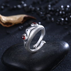 Sterling Silver Frog Open Rings for Women, Adjustable Animal Finger Rings, Vintage Cute Fashion Party Jewelry Gifts, Inner Diameter: 17mm, 8mm wide(RJEW-BB32823)