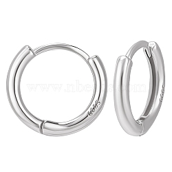 Beebeecraft 1 Pair 999 Fine Silver Huggie Hoop Earrings, Silver, 13.5x12.5x2mm(EJEW-BBC0001-39A)